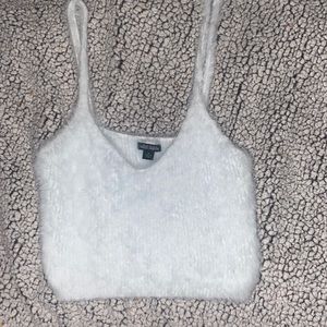 Fuzzy white crop top
